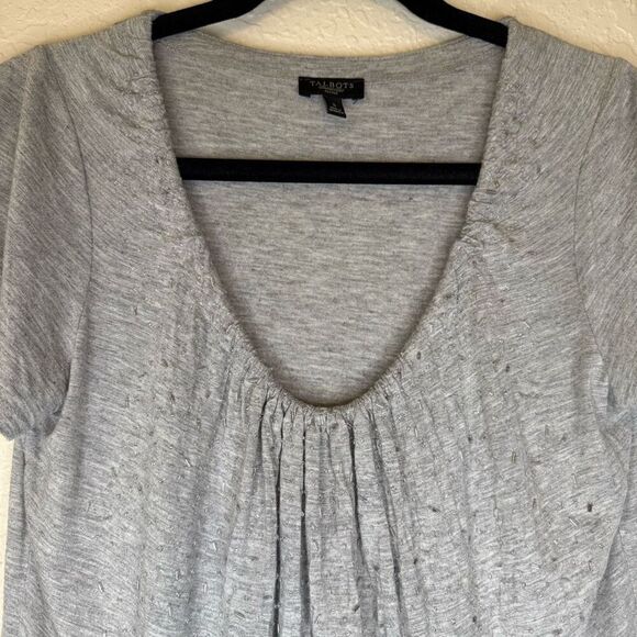 Talbots Heather Gray Beaded Short Sleeve T Shirt Size S - Picture 5 of 13